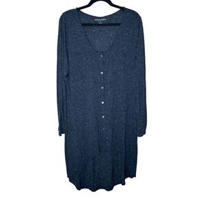 Soft Surroundings button front high low hem scoop neck tunic top navy‎ blue XL